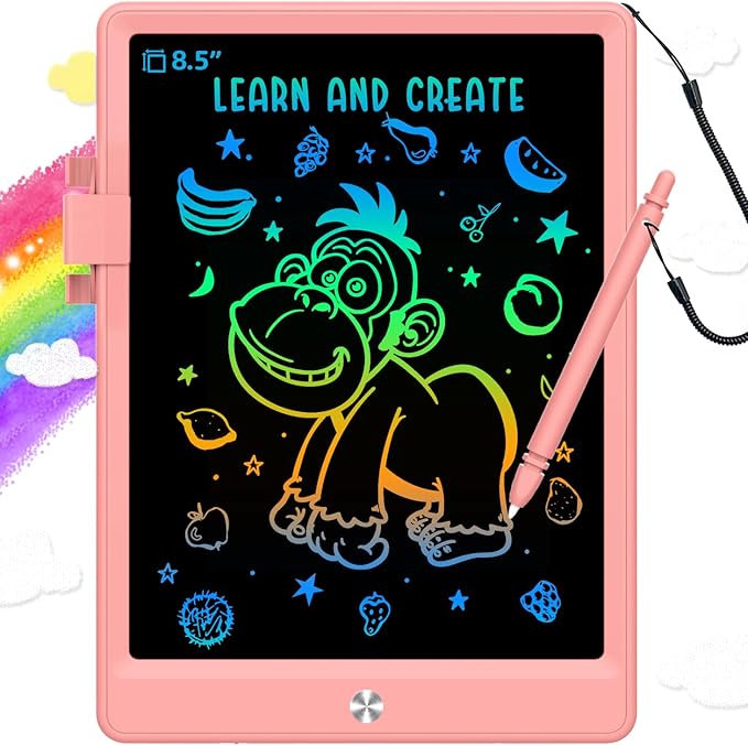BUKEBU Toddler Toys for 3-6 Years Old Girls Boys, LCD Writing Tablet 8.5 Inch Doodle Board, Electronic Drawing Tablet, Drawing Pads,Travel Gifts for Kids Age 3 4 5 6 7 Year Old Girls Boys (Pink)