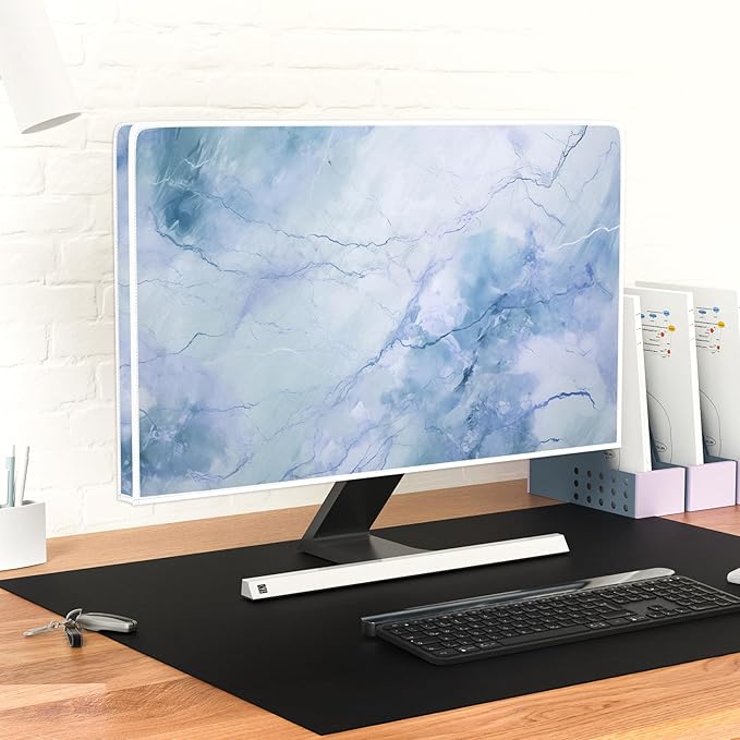 Baocicco Fashion Haze Blue Marble Screen TV Cover Cover 58, 59, 60 Inch Waterproof Full Body Covers for TV Display Screen Weatherproof Television Sleeve Compatible with Television LED LCD OLED TV