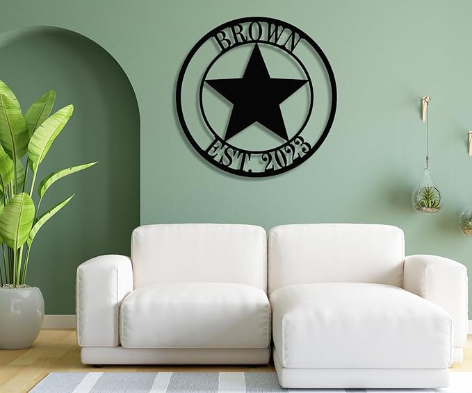 Personalized Texas Star Family Name Sign,Metal Star,Texas Home Decor,Custom Metal Sign，Father's Day Gift，Monogram Wall Decor