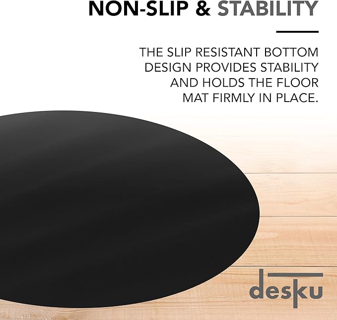 DESKU - Circle Gaming Chair Mat, Computer and Office Chair Mat for Hard Floors, Black, 46 Inches, Made in The USA
