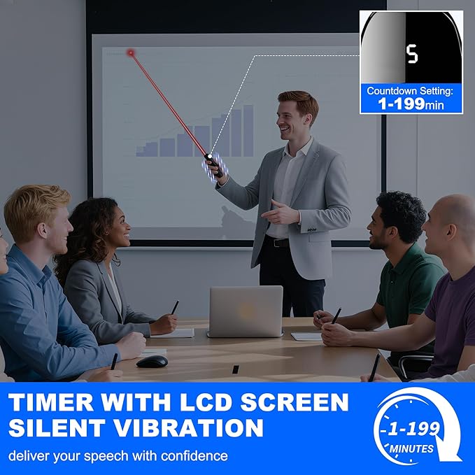 [Timer LCD Display] Wireless Presenter USB C Presentation Clicker Remote w Laser Pointer,Long Range Power Point Clicker Slide Clicker for Office Classroom Teacher