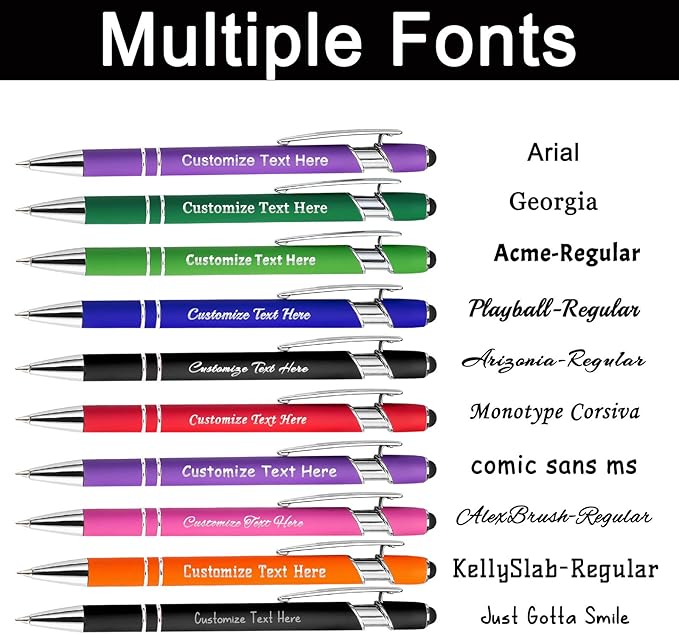 Custom Pens Bulk Personalized Ballpoint Pen with Stylus Tip Customized Engraved Pens with Name Logo Soft Black Ink with Touch Metal Office for Business Office Teacher School Corporate Gifts Gold