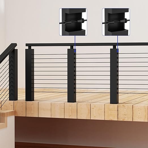BLIKA 40 Pack Black Stainless Steel Protector Sleeves for 1/8" 5/32" or 3/16" Deck Cable Railing, for Wood/Composite Posts, T316 Marine Grade, Black Cable Railing Protector Sleeves