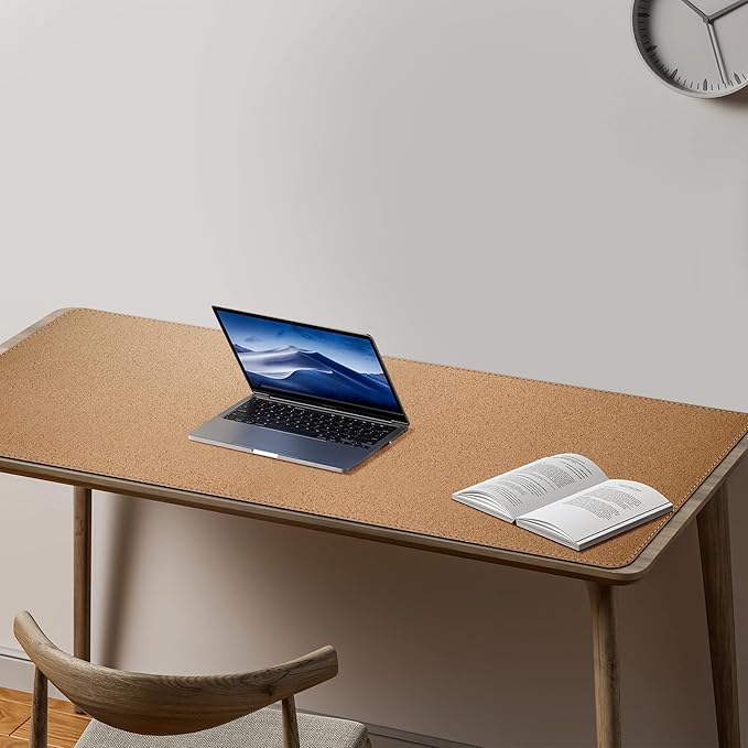 Mydours XXL 55.1"x19.7" Desk Pad with Cork Base, Dual-Sided PU Leather Surface Protects Desks from Scuffs & Stains, Spacious Mouse Mat for Multi-Monitor Setups, Office Use & Light Gaming Compatibility
