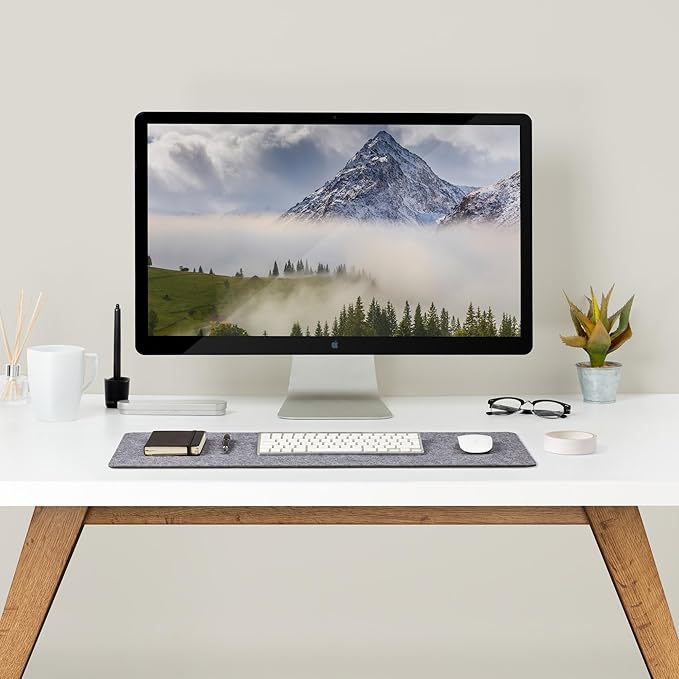 Wolvende Premium Felt Desk Mat | Small 12" x 27.5" | Multifunctional Desk Pad for Home Office | Mid Gray