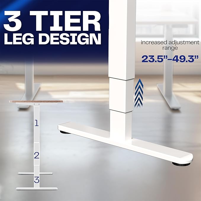 VIVO Electric Dual Motor Stand Up Desk Frame for 40 to 85 inch Table Tops, Frame Only, 3 Stage Height Adjustable DIY Workstation with Memory Controller, White, DESK-V103EW