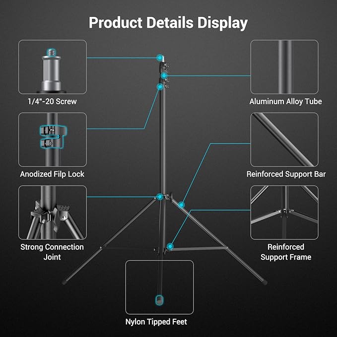 SmallRig 110"/9.2ft Photography Light Stand with Boom Arm, Heavy-Duty Aluminum Air-Cushioned Light Tripod Stand with 1/4" Screw for Softbox, Studio, Flash, Ring Light, Camera, 11lbs Max Load, RA-S280A