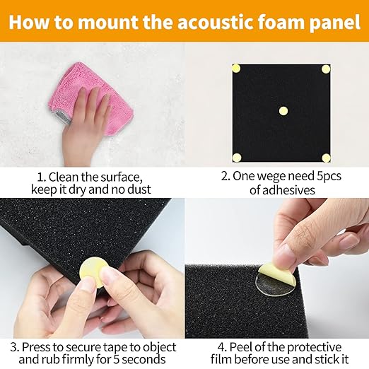 Focusound 300 Pack Yellow Point Double-Sided Adhesive Dots for Acoustic Soundproofing Foam Panels