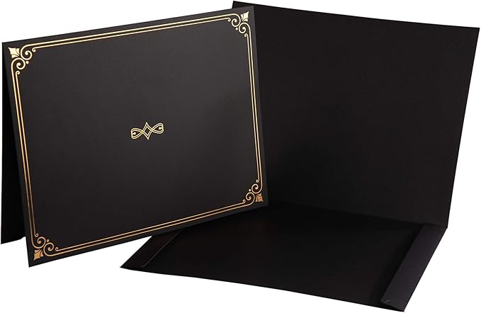 Certificate Holders, 25-Pack Certificate Covers for Letter Size 8.5 x 11 Inch Paper, Certificate Folders, Black, 9 x 11.5 Inches