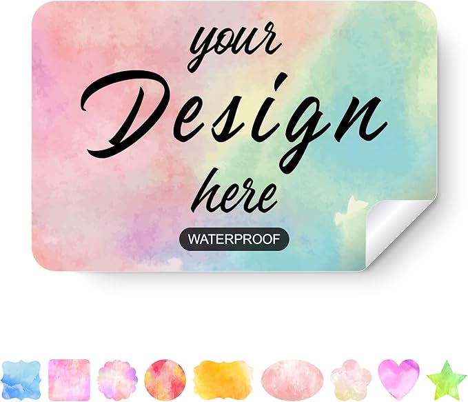 AHEADGOODS Custom Stickers - Personalized Labels with Custom Design, Watercolor Style, 100 Rectangular Labels (1.5"x1")
