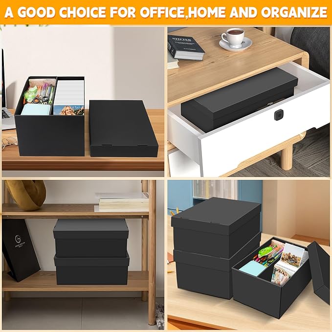 REAQUE 6 Pack Photo Storage Boxes for 4" x 6" Pictures – 2-Compartment Portable Photo Organizer Boxes with Lids, Craft Supply Container for Stickers, Scrapbooking, Stamps, Seeds, Memory Keepsakes