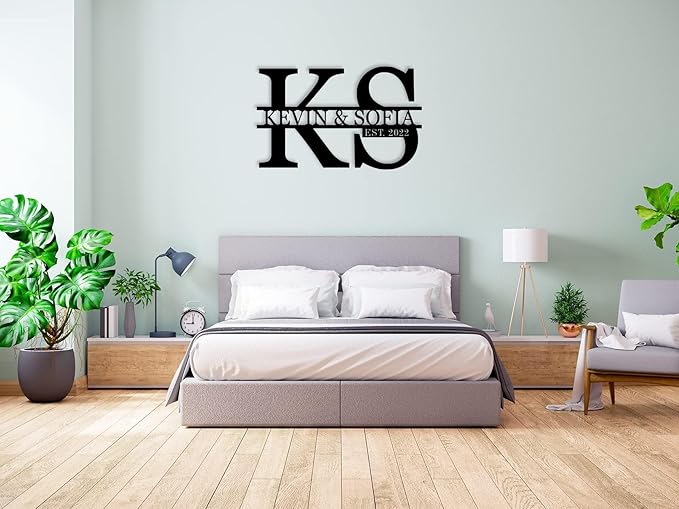 Valentine's Day gifts for 2026 Custom Metal Wedding Anniversary Sign, Personalized Family Name Sign, Initial Split Letter Monogram Signs, Custom Metal Signs, Monogram Wall Decor, Personalized Name wall decor for Home Decor Best Housewarming Gift Weddin...