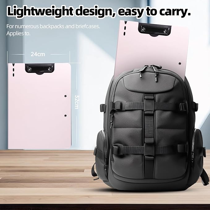FRETONBA Clipboard Folder, 2 Pcs A4 Foldable Clipboard with Horizontal and Vertical Double Metal Clips, 360 Degree Foldable Binder Clipboards with Pen Holder, File Cover Work Folder Clipboards, Pink