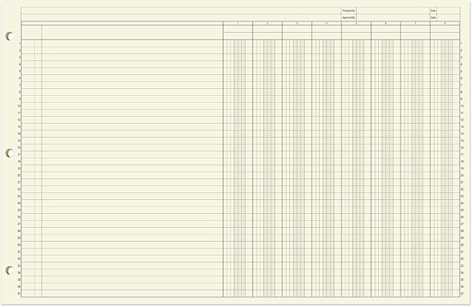 BookFactory Ledger Pad/Large 8 Column Accounting Ledger Columnar (Eight Columns) Pads - 17'' x 11'', 50 Pages, Notepad Landscape Format (Made in USA)