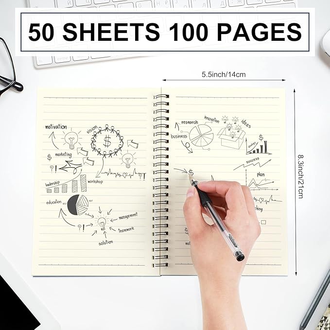 Yahenda 36 Pcs Spiral Notebook Bulk A5 Journal Lined 8.3'' x 5.5'' Writing Composition Paper Small Notepad Subject Notebook for Students Office Business Back to School Supplies (Deep Blue)