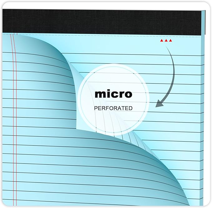 AILZFEI Colored Legal Pads 8.5 x 11 Wide Ruled, Note Pads Sturdy Back Writing Pads 30 Sheets/Pad, 20lb Colored Paper, Perforated Notepad with Sturdy Back (6 Pads)