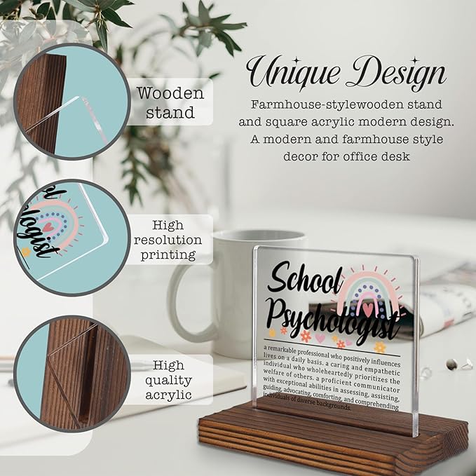 School Psychologist Gifts, Thank You Desk Sign for Student Support Staff, Inspirational Plaque for Counseling Office or Education Professionals PA051