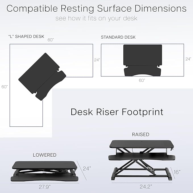 VIVO 28 inch Desk Converter, K Series, Height Adjustable Sit to Stand Riser, Dual Monitor and Laptop Workstation with Keyboard Tray, Light Wood Top, White Frame, DESK-V028KF
