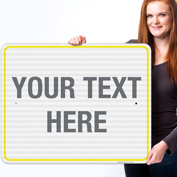 Personalized Custom Customize for Office, Business, Workplace, Home, Airbnb, Delivery Yellow Sign, 24x30 Inches, 3M EGP Reflective .080 Aluminum, Fade Resistant, Made in USA by Sigo Signs