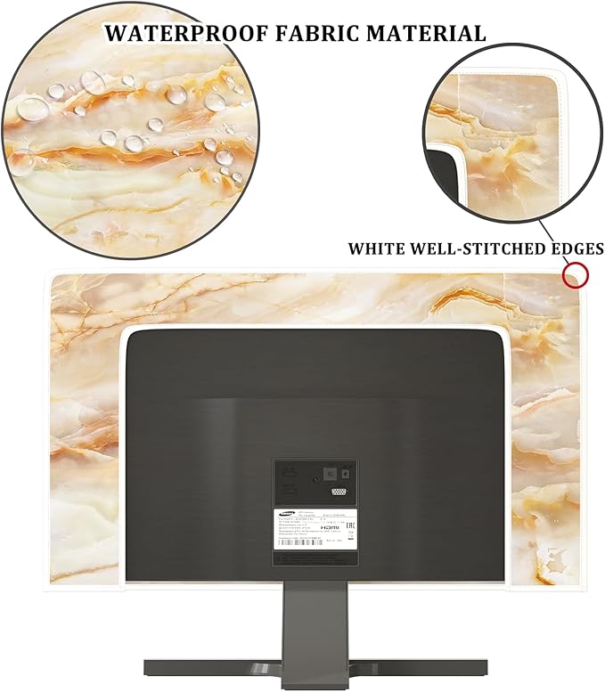 Baocicco Abstract Waterproof TV Screen Cover with Marble Design Aesthetic Television Covers for Xmas Decoration Anti-Static Dustproof Protective Cover for LED LCD OLED TVs 65 Inch