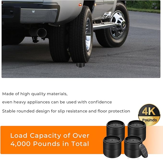Furniture Risers Bed Risers Heavy Duty 1 inch, 2 inch, 3 inch, 4 inch Round Adjustable Bed Lifts Riser for Desk Legs Table Couch Sofa Chair Refrigerator Washing Machine (1 Inch, Black, 16 Pack )