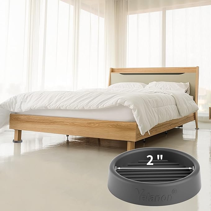 Furniture Coasters - 8 Pcs 2”Round Furniture Caster Cups - Non Slip Pads Hardwoods Floors Non Skid Furniture Grippers Rubber Furniture Feet Anti Slide Floor Protector for Bed Couch Stoppers Black