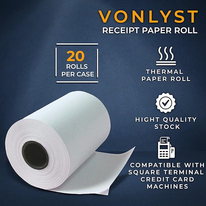 Vonlyst Receipt Paper Roll for Square Terminal Credit Card Machine (20 rolls)