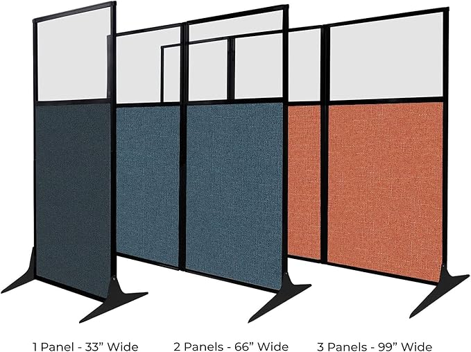 Versare Workstation Partition | Portable Wall Divider | Modern Office Cubicle | Free Standing Privacy Screen | Flexible Work Space | 33" x 70" Ocean Fabric Panels