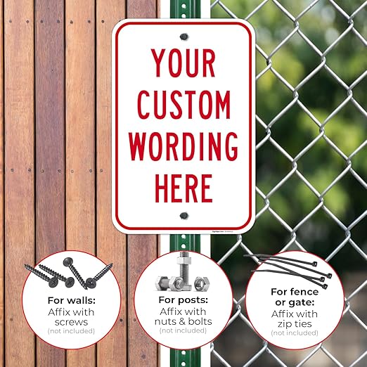Custom Sign, Personalized Metal Signs, Customize for Office, Business, Workplace, office, Home, Airbnb, Delivery Signs, Outline Black, 12x18 Inches, Rust Free .063 Aluminum, Made in USA