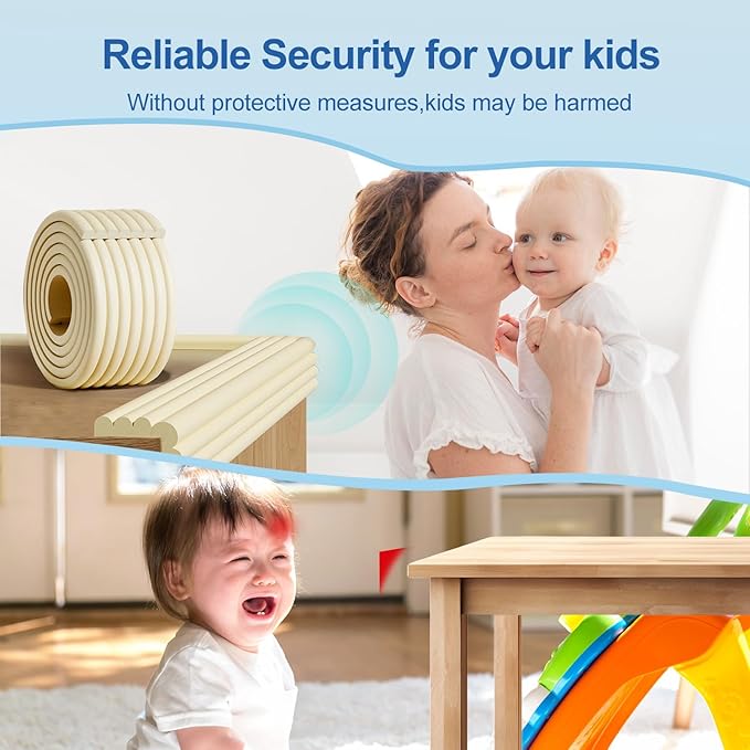Edge Protector,Baby Proofing Baby Edge Protector Strip Safety,Soft Rubber Foam Padding,Edge Corner Guards Protector Corner Edge Bumpers for Furniture (White, 6.56Ft x 3.15" W x 0.31" Th)