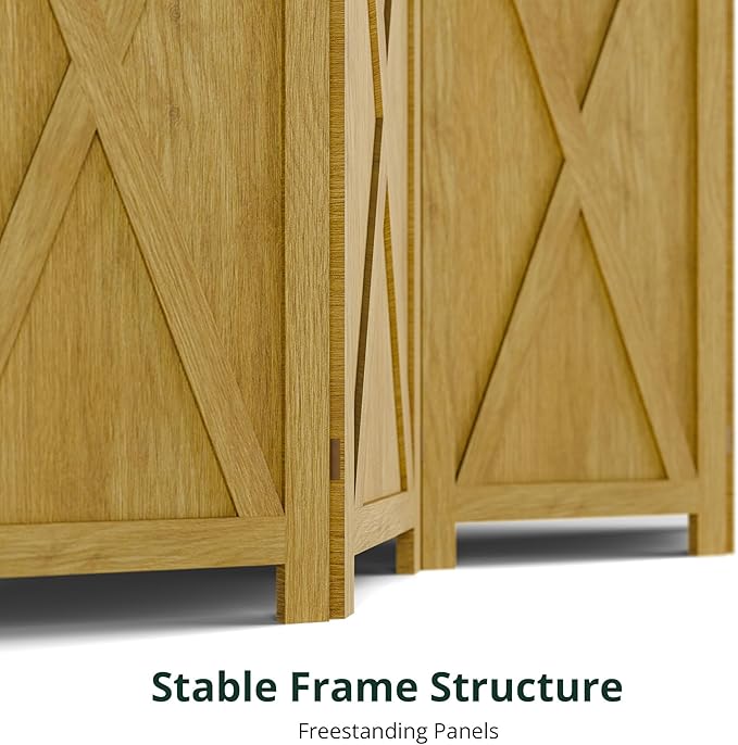 Cozy Castle Wood Room Divider, 6 Panels Folding Privacy Screen, 66.9'' Wall Divider, Barnwood Room Separator, Freestanding Partition, Temporary Wall for for Home Office Restaurant Decorative, Natural