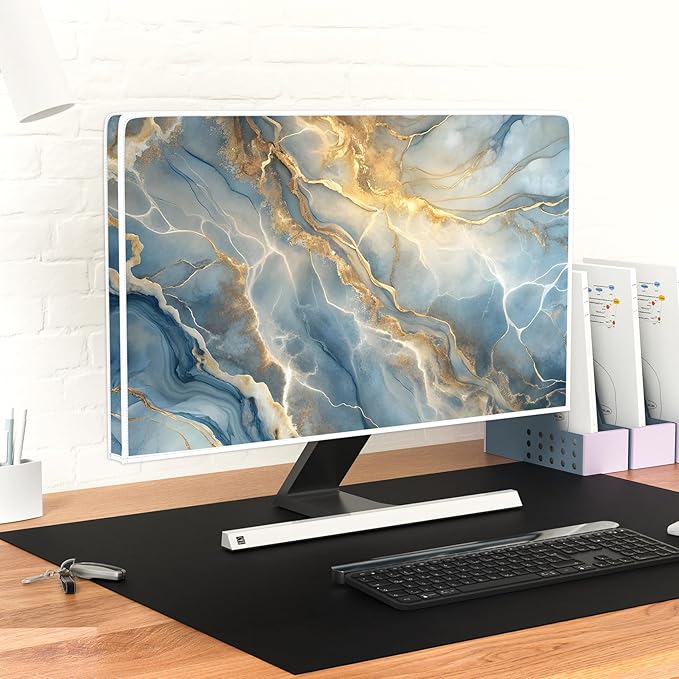 Baocicco Gold Blue Waterproof Screen TV Cover 70 Inch Modern Full Body Covers for Television Screen Panel Case TV Sleeve Compatible with Television LCD LED PC, Desktop and Home TV