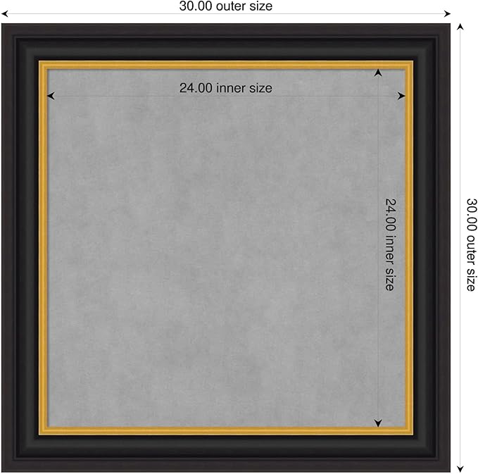 Amanti Art Black Framed Magnetic Board 30x30 Medium Vision Board for use with Magnets, 100% Metal Sheet to Display Items as Office Decor or for Home Organization in mudroom, Kitchen or Kids Room