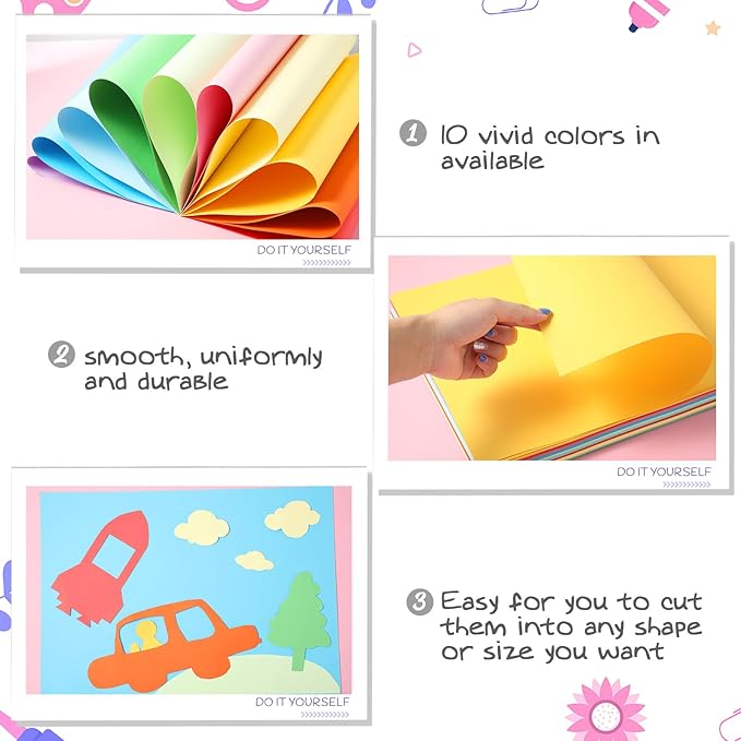 Yahenda 100 Pcs Colored Poster Boards 16 x 12 Inches 10 Assorted Color Poster Board Paper Cardstock Bulk Printer for Arts Crafts Exhibits and Notices(Fresh Colors)