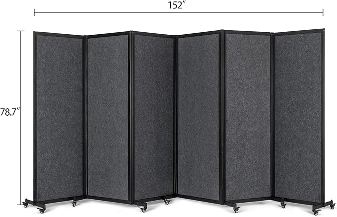 Strongbird Room Partition,Office Divider,Portable Commercial Screen Dividers,Privacy Partition Separator,Classroom School Dividers, 12'7"L* 6'7"H,6 Panel,Grey