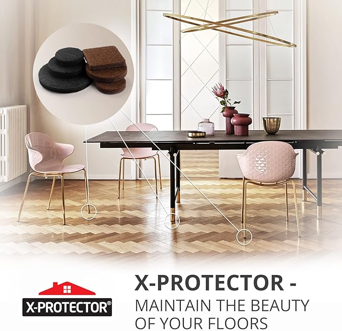 235 pcs Felt Furniture Pads Brown & Black X-Protector! Huge Quantity of Furniture Pads for Hardwood Floors – Your Ideal Wood Floor Protectors for Furniture. Protect Any Type of Hard Floor!