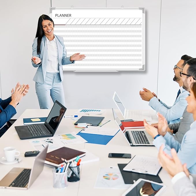 Lincia 36 x24 Make Ready Board Aluminum Frame Dry Erase Board with Lines, Wall-Mounted Whiteboard for Scheduling, to Do Lists & Weekly Planning, Reusable Office Calendar for Home & Work