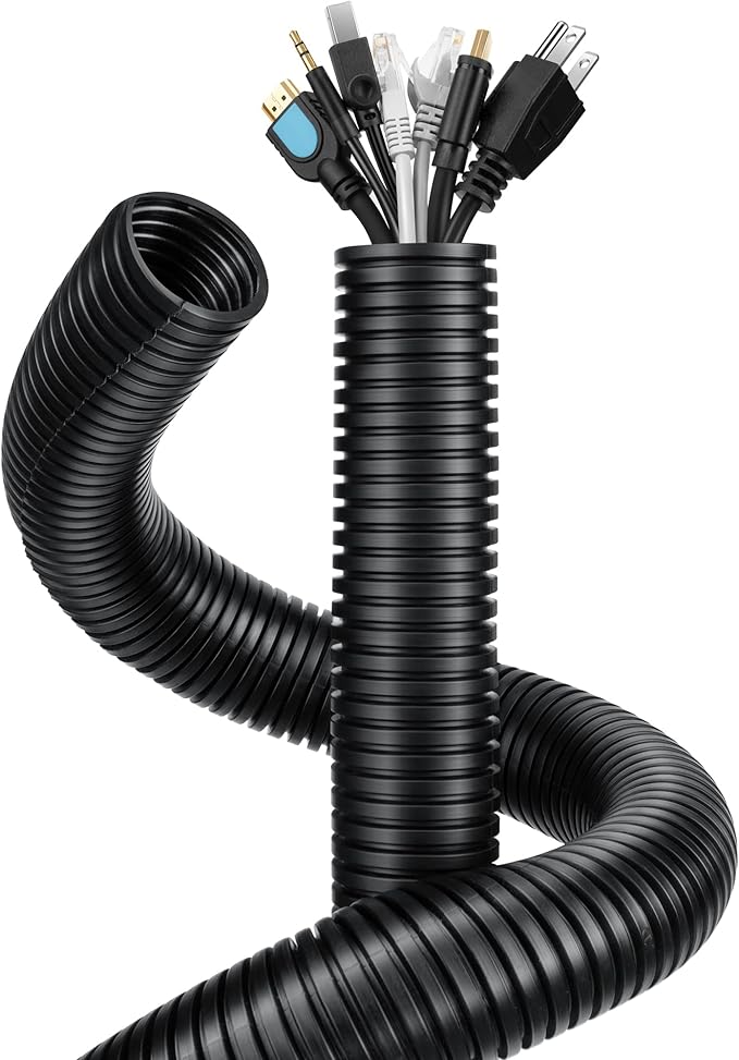 Wire Loom 1 inch 6.6ft, YCLYC Split Loom, Outdoor Cord Protector, Flexible Wire Conduit Automotive, Wire Protector Tubing, Black