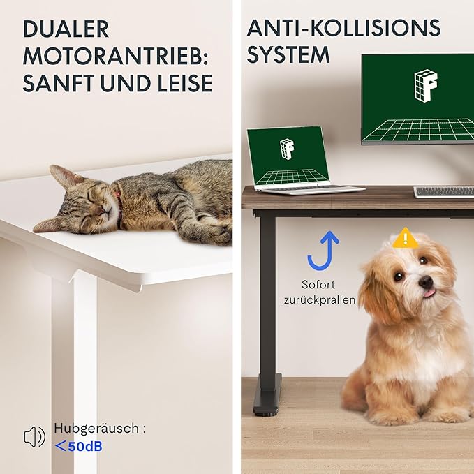 FLEXISPOT 71x32 Inch Large Dual Motor Electric Standing Desk, Black - Computer Desk with Memory Controller, Home Office Desk with Splice Board