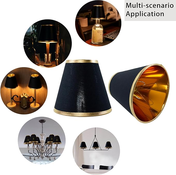 TAaMTYH small lamp shade chandelier shades set of 3，Fabric Lampshade for Wall Lamp，chandelier shades，small table lamps，For Cutting Edge bulbs, Clip-on Fitter Lampshade，3" X 6" X 5"