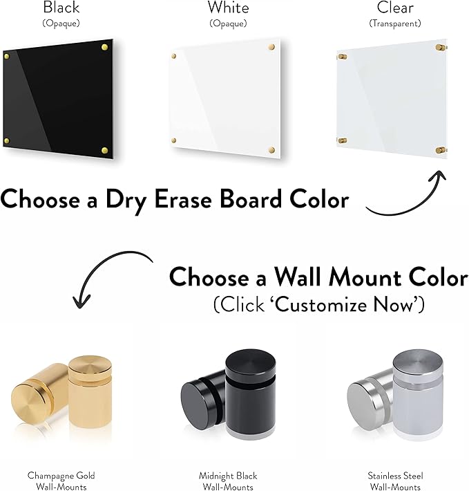 Ships Next Day, Made in USA - Acrylic Dry Erase Board | Non-Magnetic Dry Erase Board | Hanging Frameless White Board | Acrylic for Office, School and Home Walls | for Kids & Adults (Black - 36x48)
