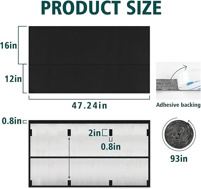 EcoBrisa 48" Under Desk Privacy Panel with Cable Management Organizer Sleeve Self-Adhesive Modesty Panel for Cord Organizer Pockets and Desk Skirt for Home Office or Standing Workstation