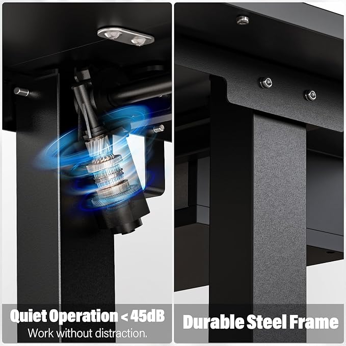 Kingant 55 x 24 Inch Electric Standing Desk with 4 Drawers, Height Adjustable Sit to Stand Computer Desk with Storage Shelf and C-Clamp Mount Compatibility for Home Office, Black