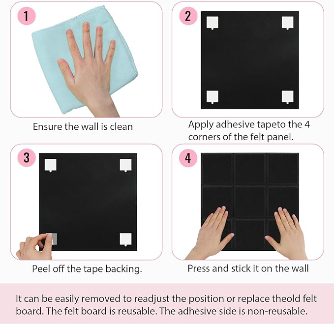 Smarpau Cork Board 48"X36", 12 Pack Nine-Grid Felt Bulletin Boards, Small Pin Board with Removable Adhesive Tabs Pushpins, Cork Wall Tiles for Office Home Classroom Decor -Grey