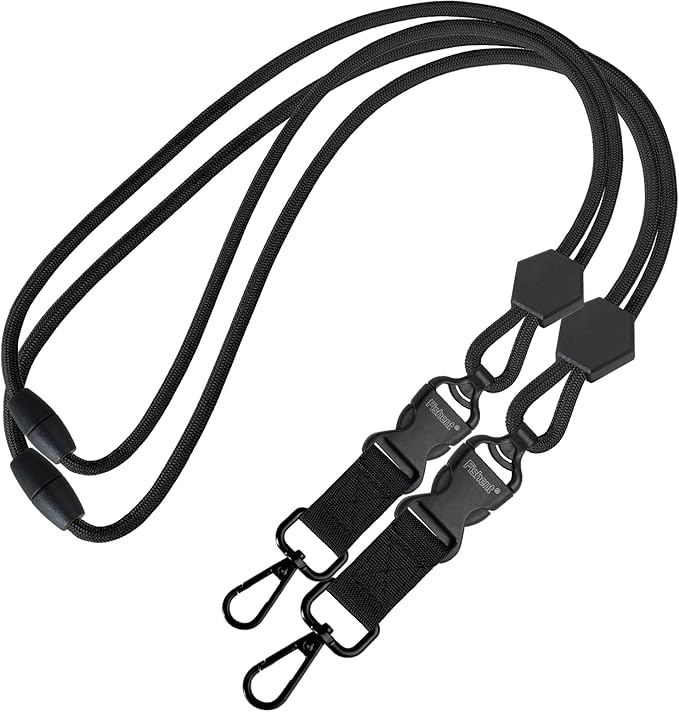 Fishent 2 Pack Breakaway Neck Lanyards for ID Badges, Adjustable Sturdy Round Cord Heavy Duty Key Lanyard with Detachable Buckle for Men Women Car Keys Card Holder