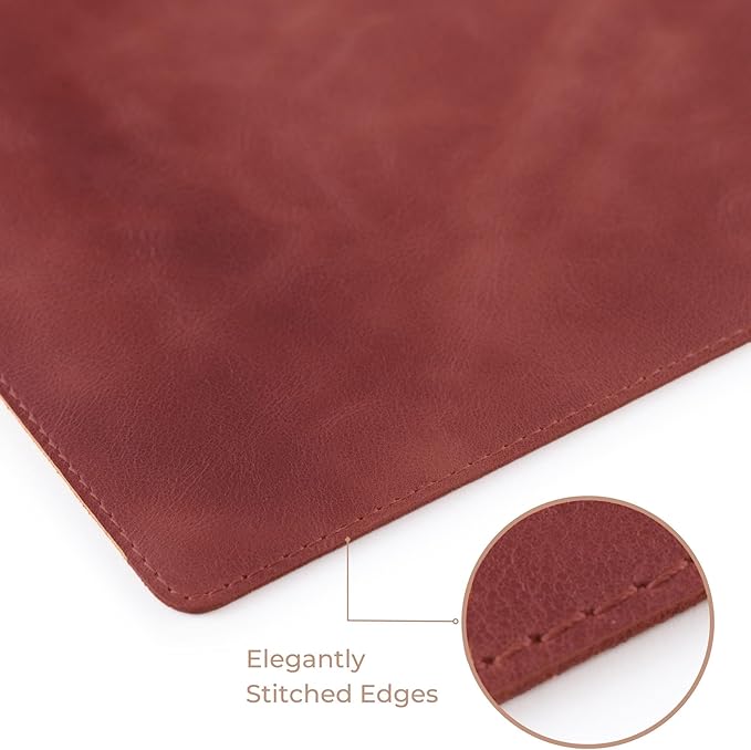 Node Leather Calfskin Leather Desk Pad – Executive Office Desk Mat with Non-Slip Bottom – Smooth Surface for Mouse & Keyboard – Wide Desk Protector 15 3/4" x 38"