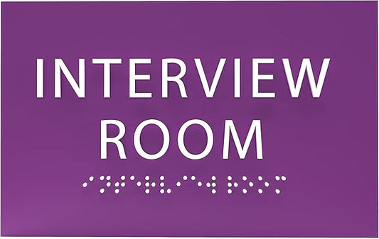 ADA CENTRAL SIGNS - 6" X4" Interview Room Sign - ADA Compliant Tactile Graphics Grade 2 Braille Text Acrylic Wall Sign | Privacy, Meeting, Room Name Sign for Schools, Hospitals, Offices, & Apartments
