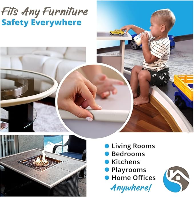 Furniture Edge Guards | 16ft Protective Protective Foam Cushion | Baby Child Proofing Set NonToxic and Safe for Table, Fireplace, Countertop | Beige
