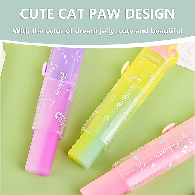 PANDENNER Retractable Pencil Eraser, Cute Erasers,Gradient Jelly Eraser,Suitable for School Home Office Supplies, 4Pcs (Eraser-ZHFL)