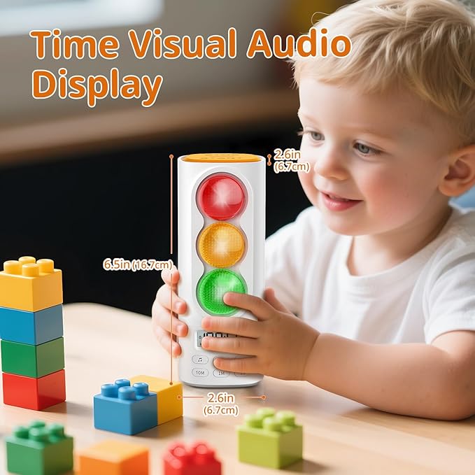 Traffic Light Visual Timer&ADHD Tool for Kids Adults Display Volume Adjustment, with 4 Ringtones for Classroom Desk Home Kitchen Game Countdown Pause Memory Function Charger Type C Included